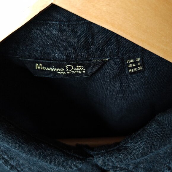 Massimo Dutti Women's Black Linen Shirt Size 6 - Picture 2 of 3